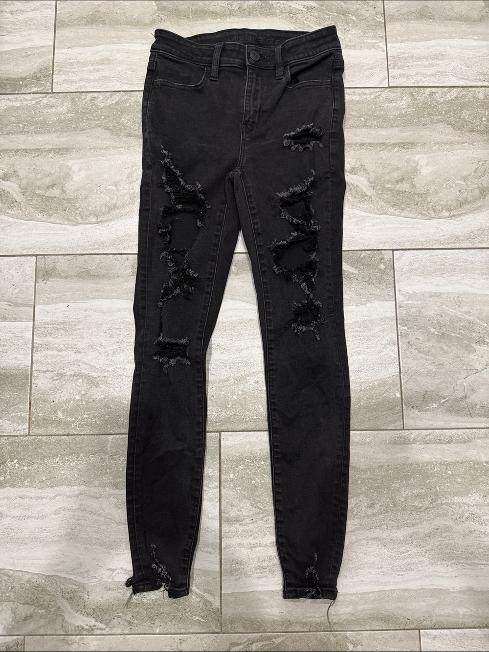 American Eagle Outfitters Black Ripped Skinny Jeans